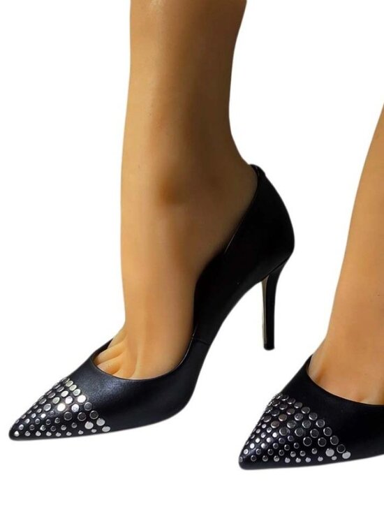 ALDO Black Metal Studded Pump Heel Shoes - Picture 4 of 13